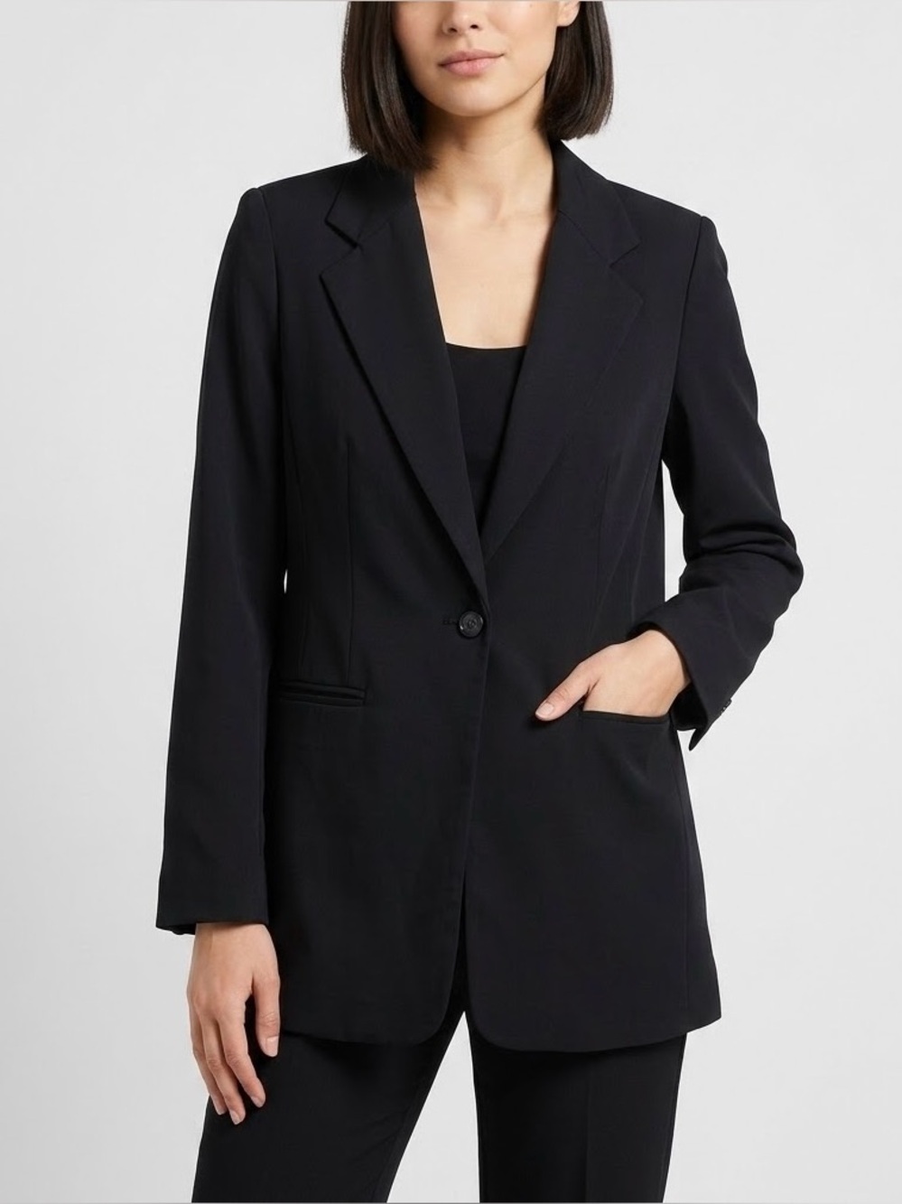 Sag Harbor Women’s Black Single-Button Blazer with Notch Lapel Size 12